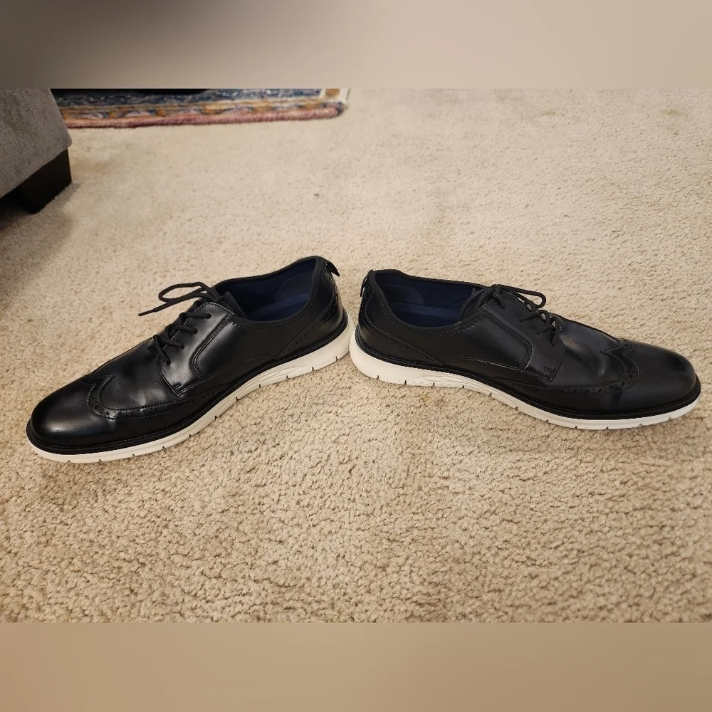 Cestfini Black Casual Dress Shoes Men Size 12 Laced‎ Oxford Faux Leather